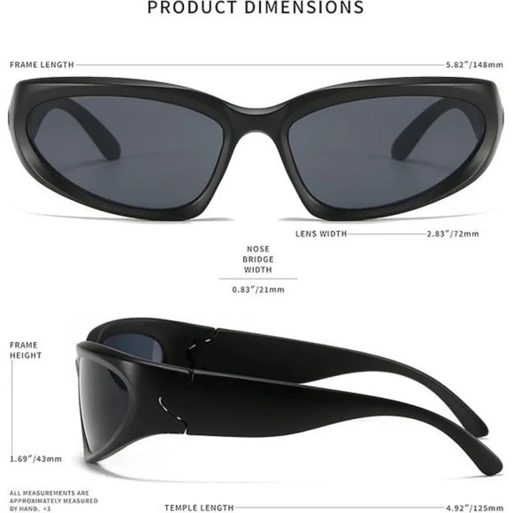 Men Classic 90s Trendy Hip Hop Wrap Streetwear Sunglasses Black‎ Street Trendy